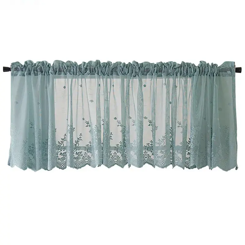 Vintage Embroidered Flowers Sheer Polyester Valance Curtains - Light Filtering, Lace-Trimmed Short Kitchen/Cafe Curtains for Farmhouse Decor Complement in Sports & Outdoor Lawn Games Beanbags & Foot Bags Settings
