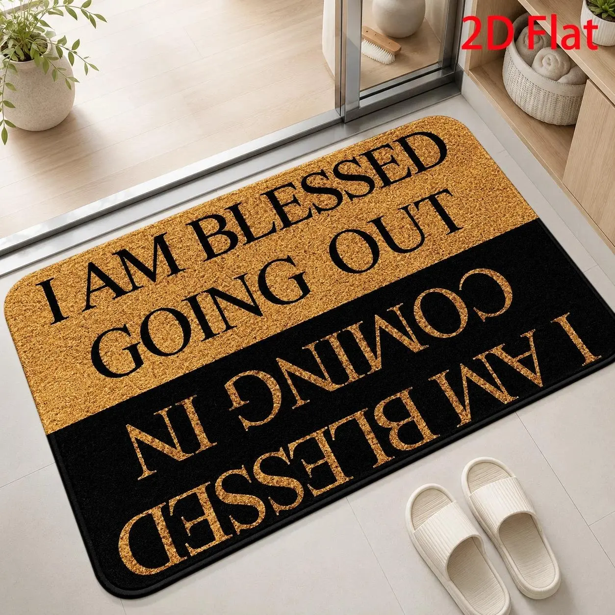 Black and Gold Quote Door Mat, Going Out and Coming In Flannel Welcome Mat, Indoor Front Door Mat, Entryway Rug, Decorative Floor Mat for Hallway, Kitchen, Bedroom and Home, Multiple Sizes