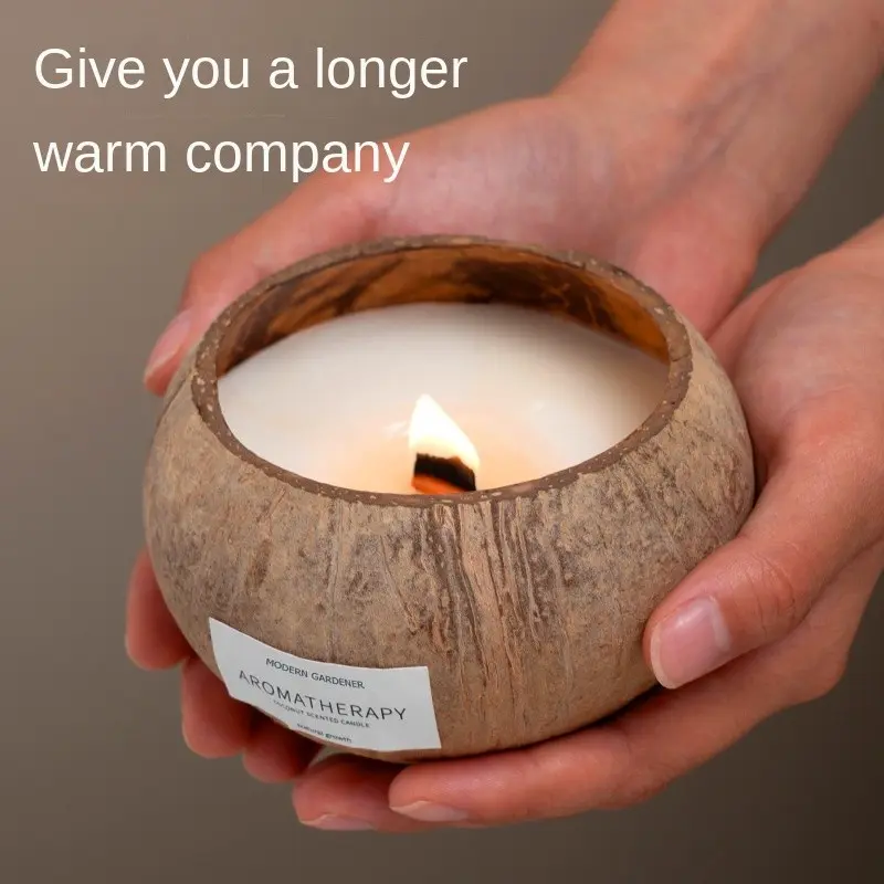 Coconut Shell Scented Candle Gift Box, Unique High-End Bedroom Aroma, Creative Fragrance Birthday Present, Atmosphere Enhancing Decor