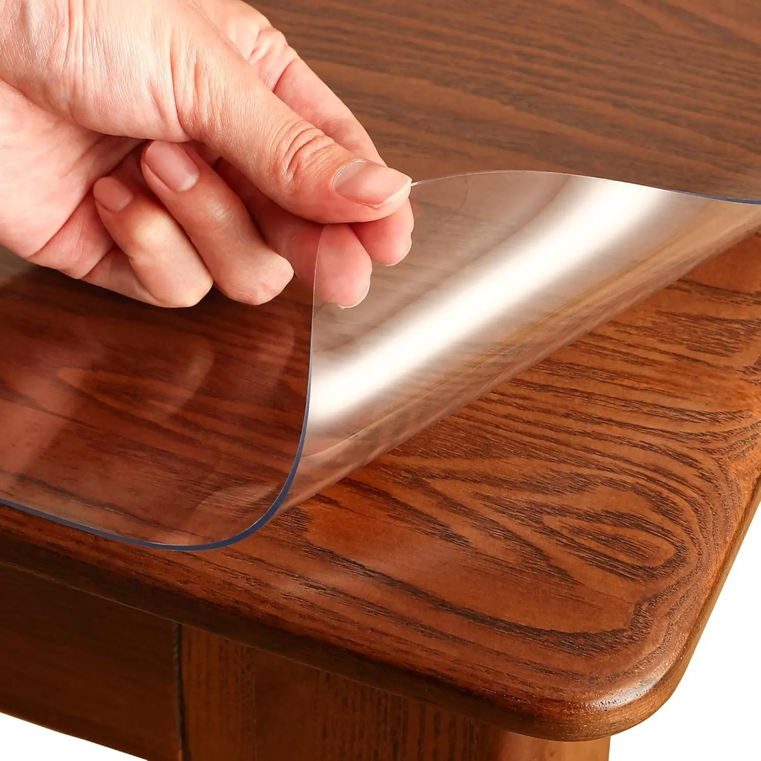 36 x 60 Inch Rectangle Clear Table Cover Protector, 1.5mm Thick Transparent Plastic Waterproof Anti-Scratch Desk Mat, FDA Compliant for Office Desktop, Dresser, Dining Table