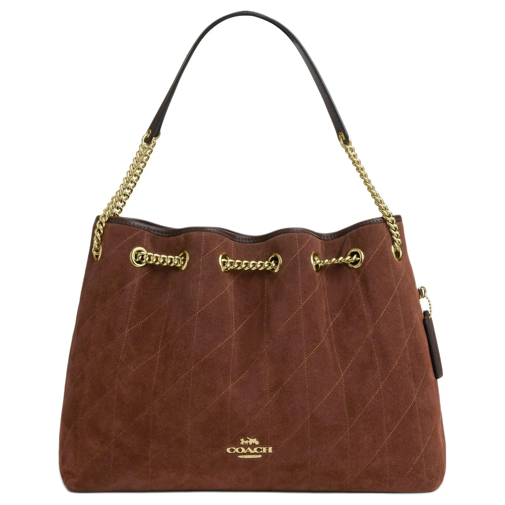 Coach Evelyn 34 Quilted Detail Leather Crossbody Bag for Women, Large Size, Brown