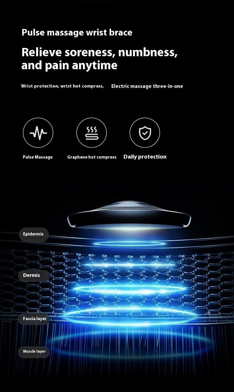 Electric Wrist Vibratory Massager with Heat Therapy for Hand Care Pain Relief, Lightweight 5 Massage Modes 9 Levels, Heated Cordless Rechargeable Hand Massage Wrap for Carpal Tunnel Arthritis Gamer, Portable Gift for Women Men Parents, Home Office Travel