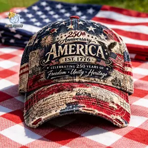 250th Anniversary Baseball Cap Distressed American Flag Print Sun Hat Stylish Patriotic Hat for Women Men