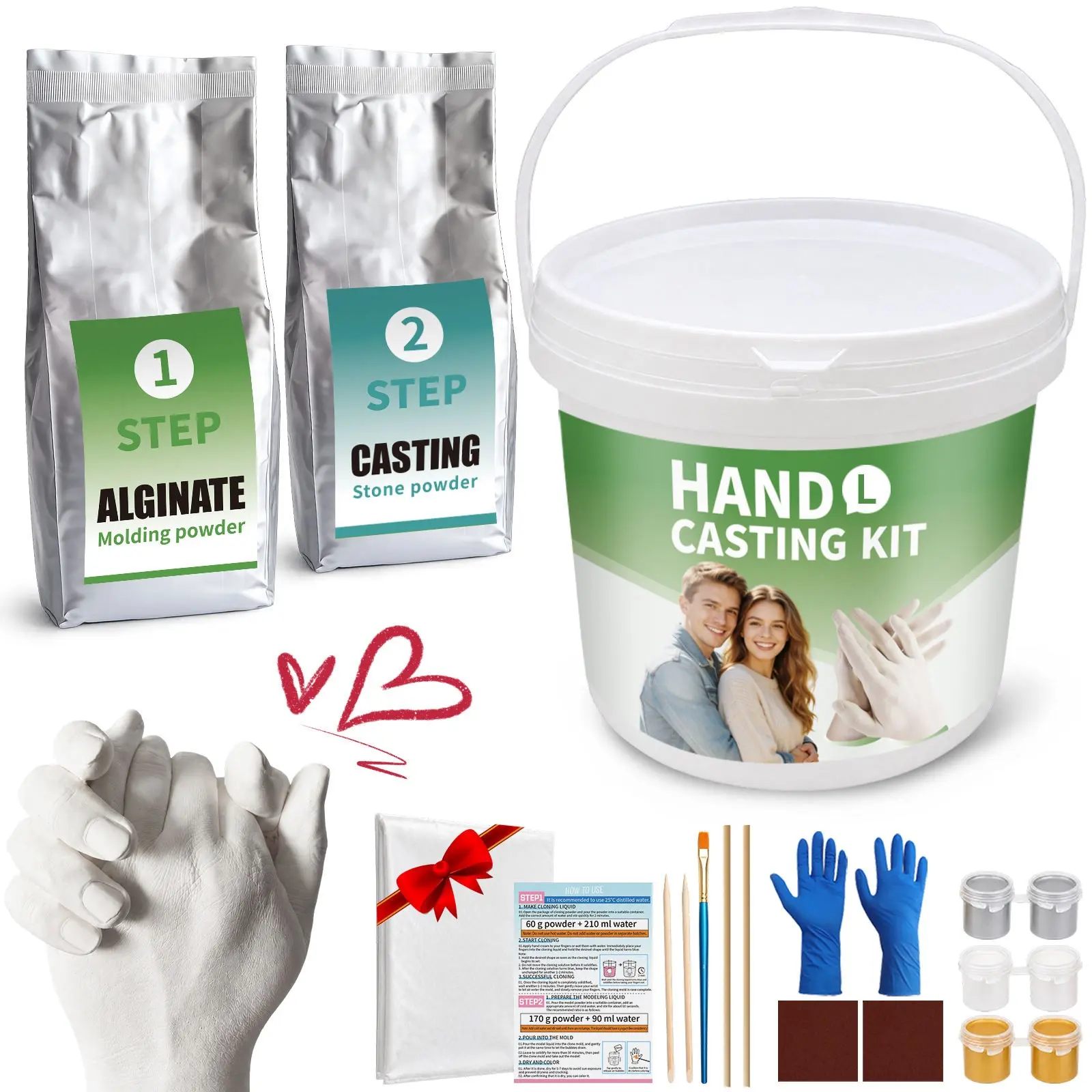 Hand Mold Powder Set, Clone Powder Model Powder, DIY Couple Gypsum Hand Mold Kit, Gift for Boyfriend Girl Friend, Creative Craft Supplies