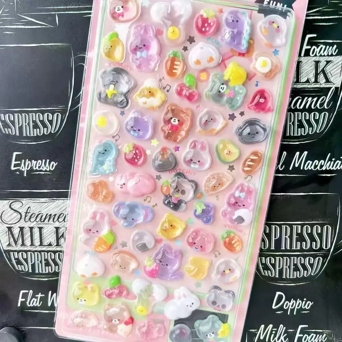 3D Relief Jelly Stickers Cartoon Animal Sticker Candy Ghost Rabbit Aesthetic Stickers DIY Phone Case Diary Stationery Sticker