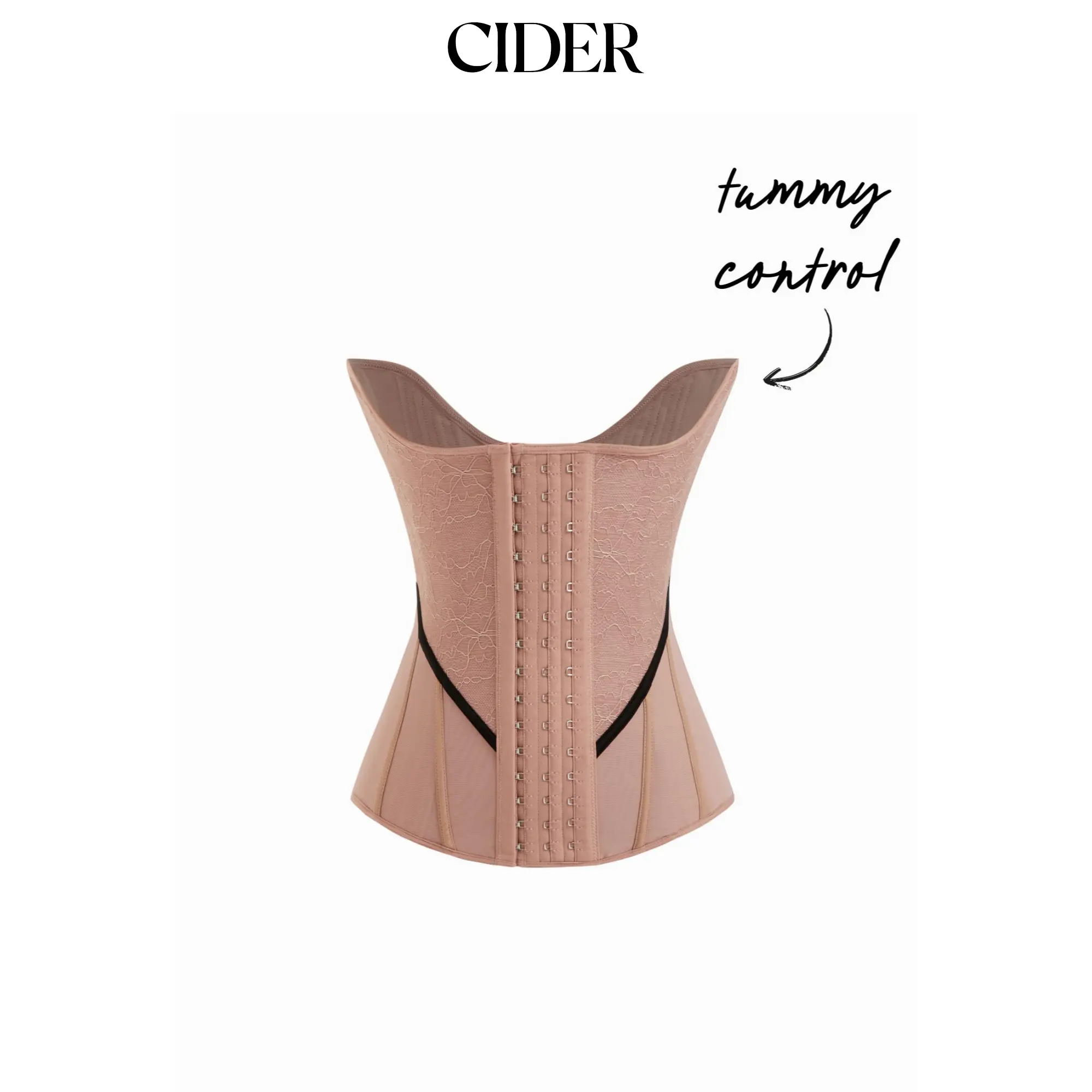 Cider Lace Asymmetrical Hem Tummy Control Corset Shapewear