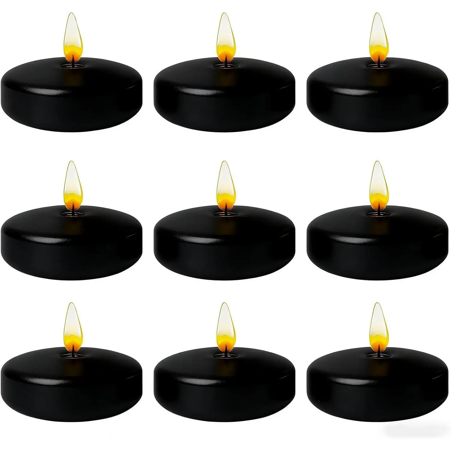Black Floating Candles 3 inch 12 Pack for Centerpieces Wedding Decor Burning Time 8-10 Hours