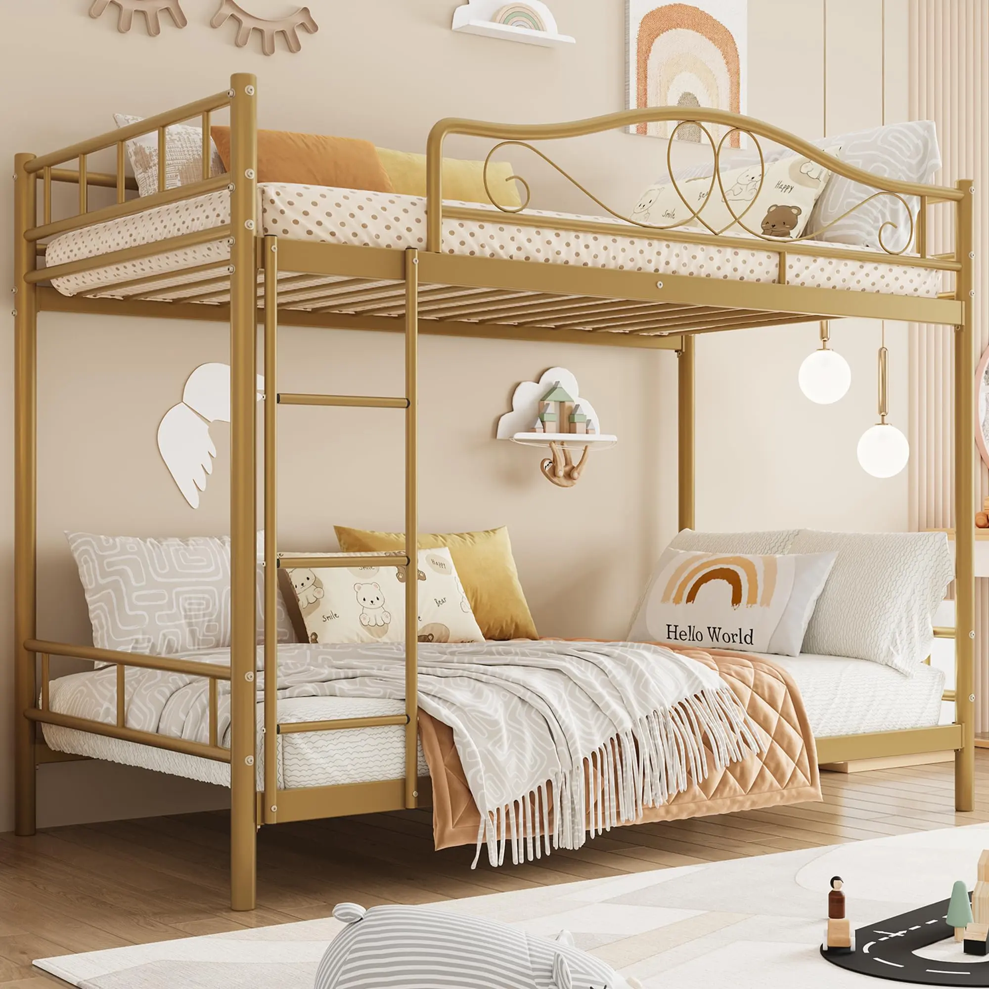 Garvee Metal Bunk Bed with Safety Rail and Ladder, Space-Saving Design, Quiet Operation, Supports up to 400 Pounds, Durable and Sturdy Construction for Individual Use