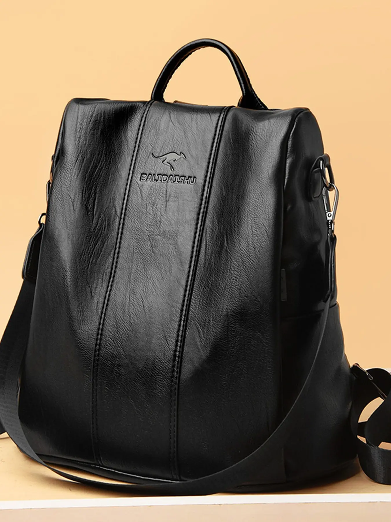 Soft leather anti-theft backpack for women, large capacity commuter bag, Day Backpack, multiple carrying method, single shoulder crossbody, versatile, wear-resistant, fashionable, simple and atmospheric women's backpack