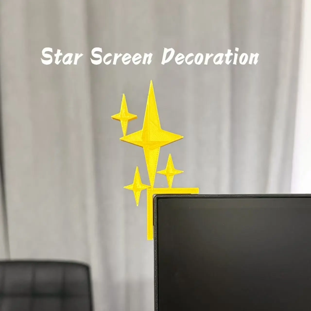 3D Printed Star Monitor Topper with 3M Adhesive, Cute Kawaii Computer Screen Sitter, Aesthetic Starry Gaming Desk Setup Accessories, Gift for Gamers, Gaming Desk Accessory