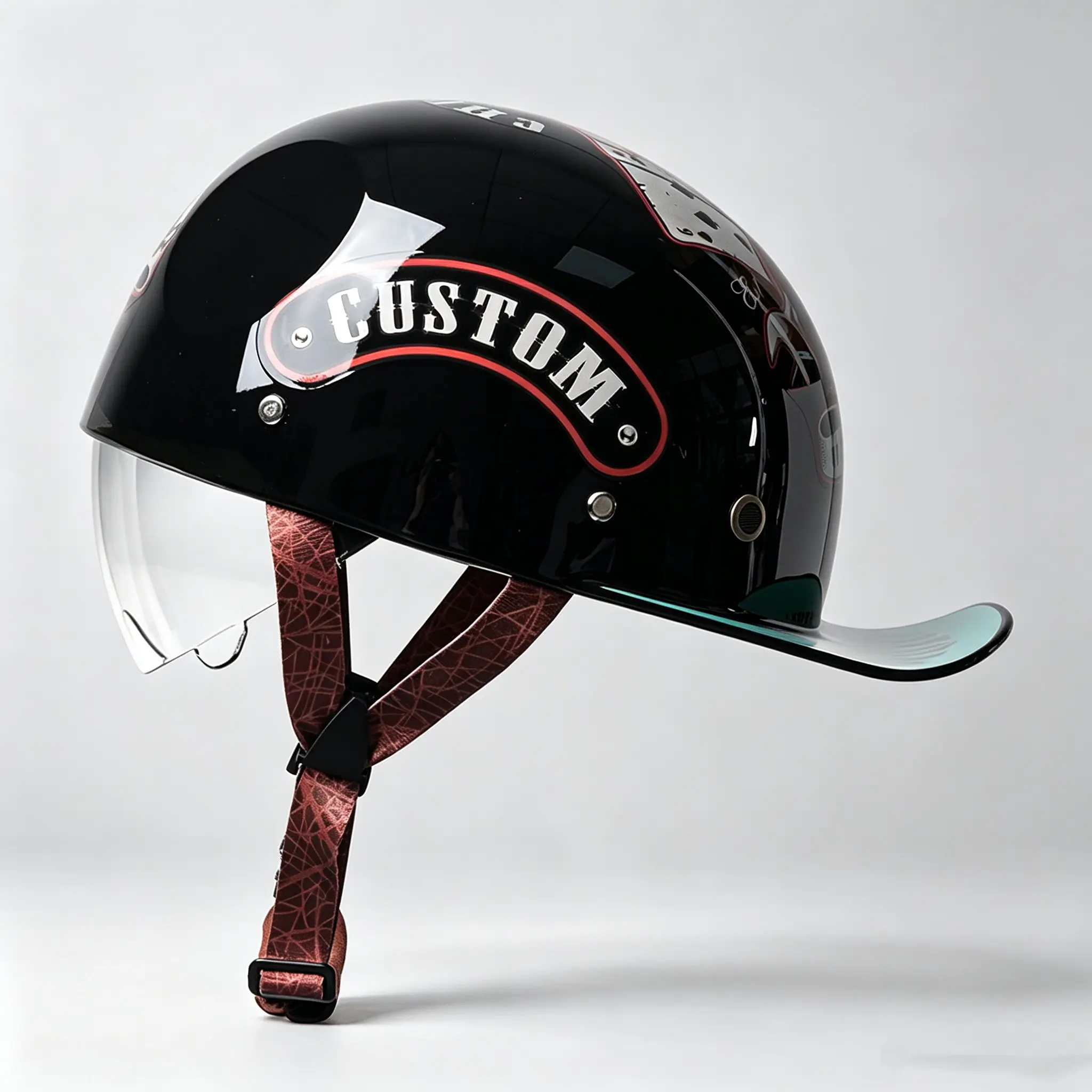 Vintage High-Quality Half Helmet with Clear Lens, Windproof Dust-Proof Motorcycle Helmet, Off-Road Harley Scooter Electric Bike Outdoor Sports Helmet