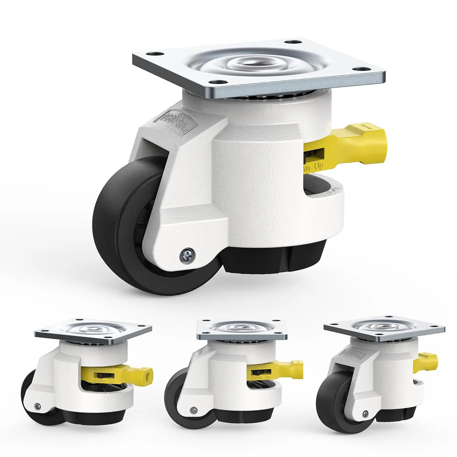 Leveling Casters with Ratchet Handle Design - Total Capacity 2200 lbs - Heavy Duty Industrial Casters Set of 4 with Adjustable Leveling Pads (TD60)