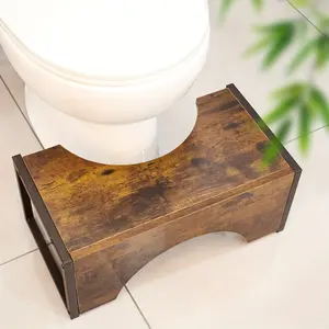 Heavy Duty 400 Lb Weight Duty Duty Bathroom Toilet Ottoman - Extra High 7 Inch Non-slip Wooden Potty Stool for Easy Installation for Adults, Hotels Or Spas - Modern Bathroom
