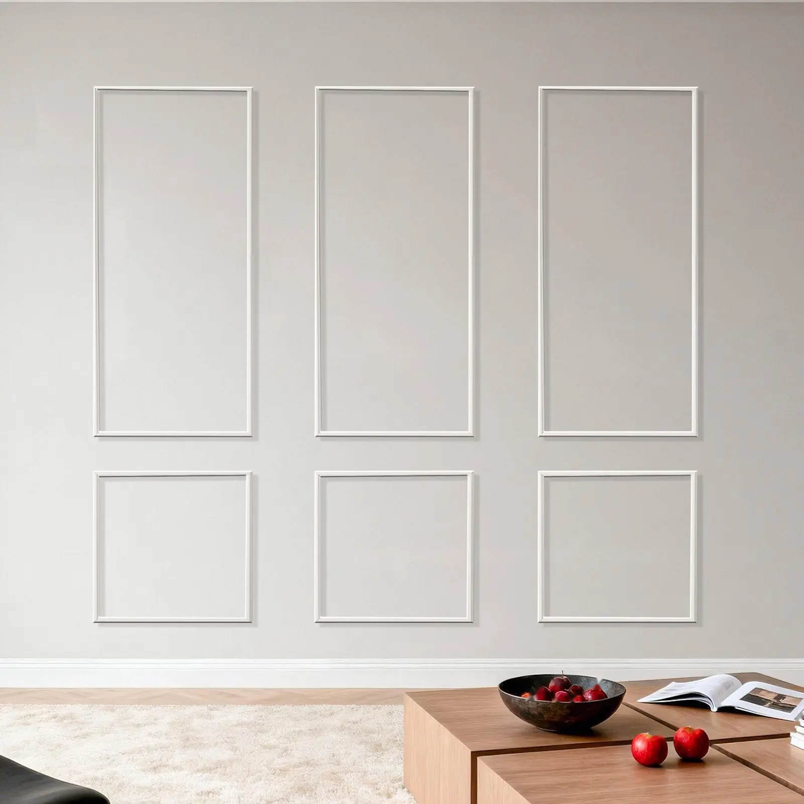 Wall Molding Kit 3-Pack: Wainscoting Panels, Lightweight Paintable Polystyrene, Easy To Install, Waterproof Interior Wall Trim For Living Room And Bedroom, White, Includes 24x54 And 24x24 In Panels