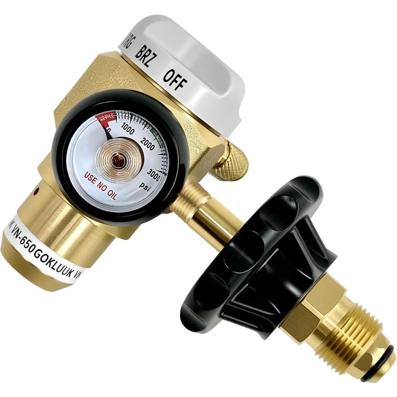 VN-650 Nitrogen Purging Regulator Control Valve | Regulator (TST/PRG/BRZ/OFF) w/650PSI Flow Meter Hybrid Design Nitrogen Purging Regulator for Leak Testing