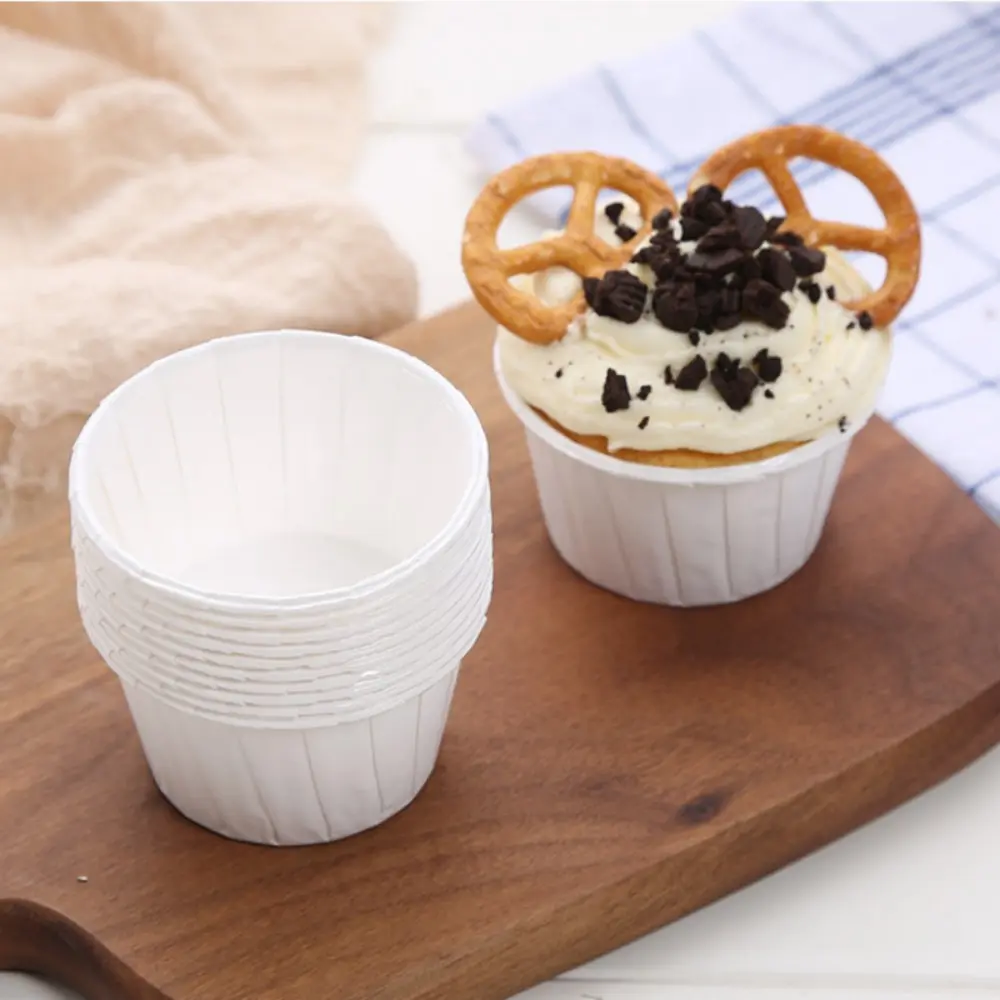 White Laminated Greaseproof Cupcake Liners, Disposable Baking Muffin Paper Cups, Food Wrappers for Mini Cakes & Candy, Perfect for Weddings, Valentine’s Day, Holidays & All Anniversary Dessert Tables