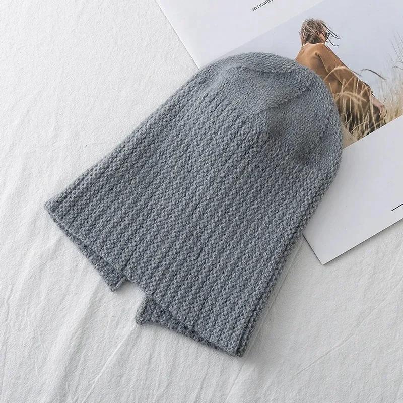Hot Sale Women Hat Kpop Style Autumn /Winter Hat Soft Beanie Hats For Women Leisure Back Split Teens Ponytail Knitted Cap