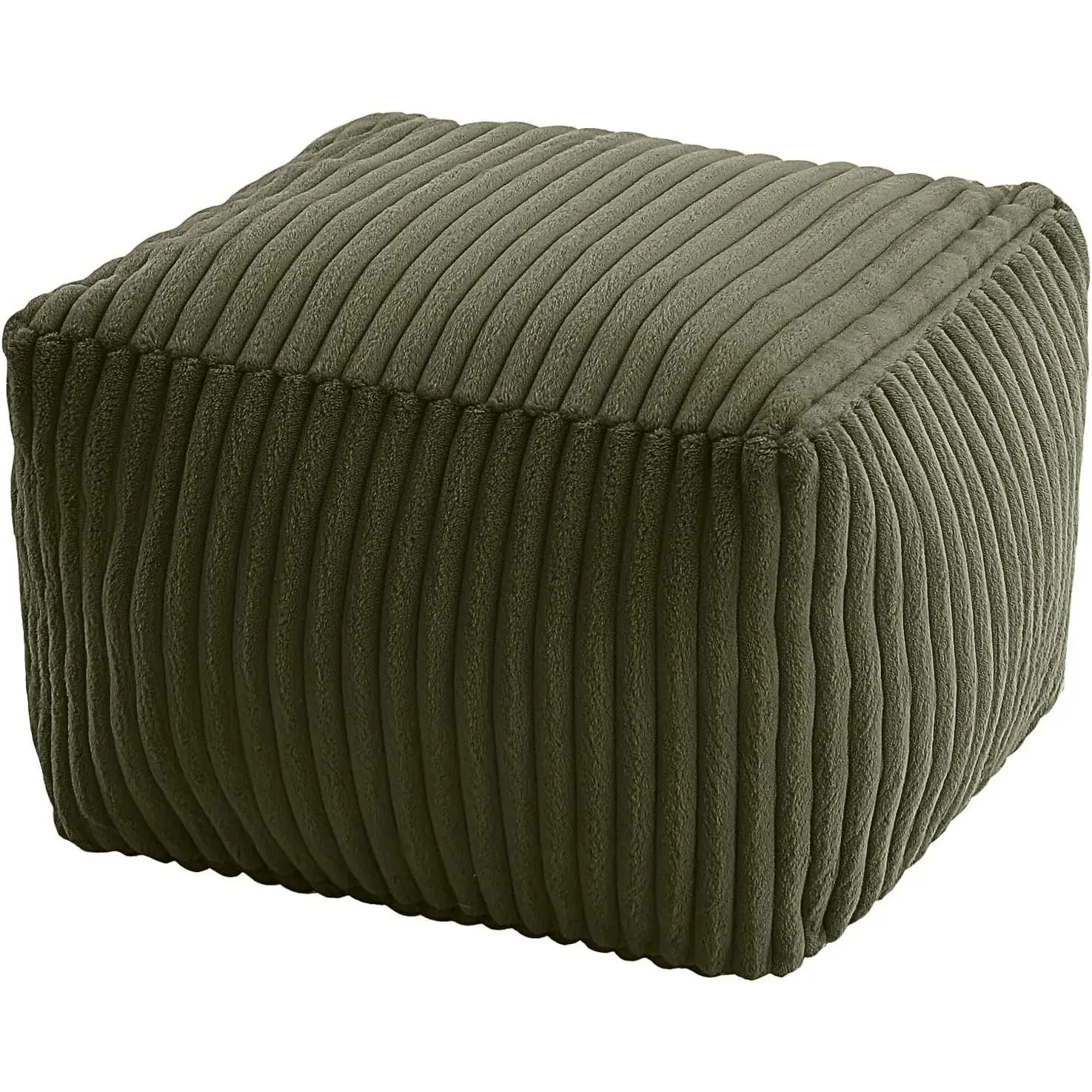 Square Pouf Ottoman Foot Rest, 15 Inch Faux Fur Pouf, Green | Fluffy faux fur square floor pouf, foam filled footrest footstool for living room couch or dorm