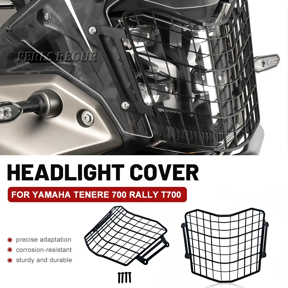 Motorcycle Headlight Guard Grill for Yamaha Tenere 700 T700 Rally, LED Lamp Cover Protector, Mesh Screen Accessories