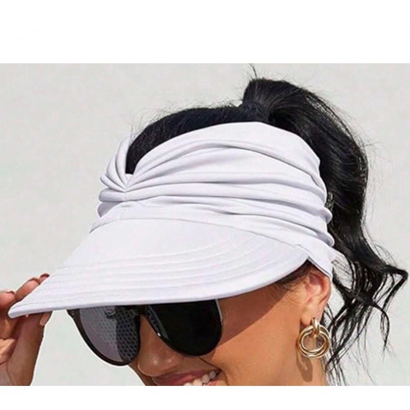 Women's Wide-Brim Sun Hat, Casual Outdoor Beach Sun Hat, Essential for Travel and Beach Parties, Spring and Summer Women's Beach Sun Hat, with Ponytail Hole Design