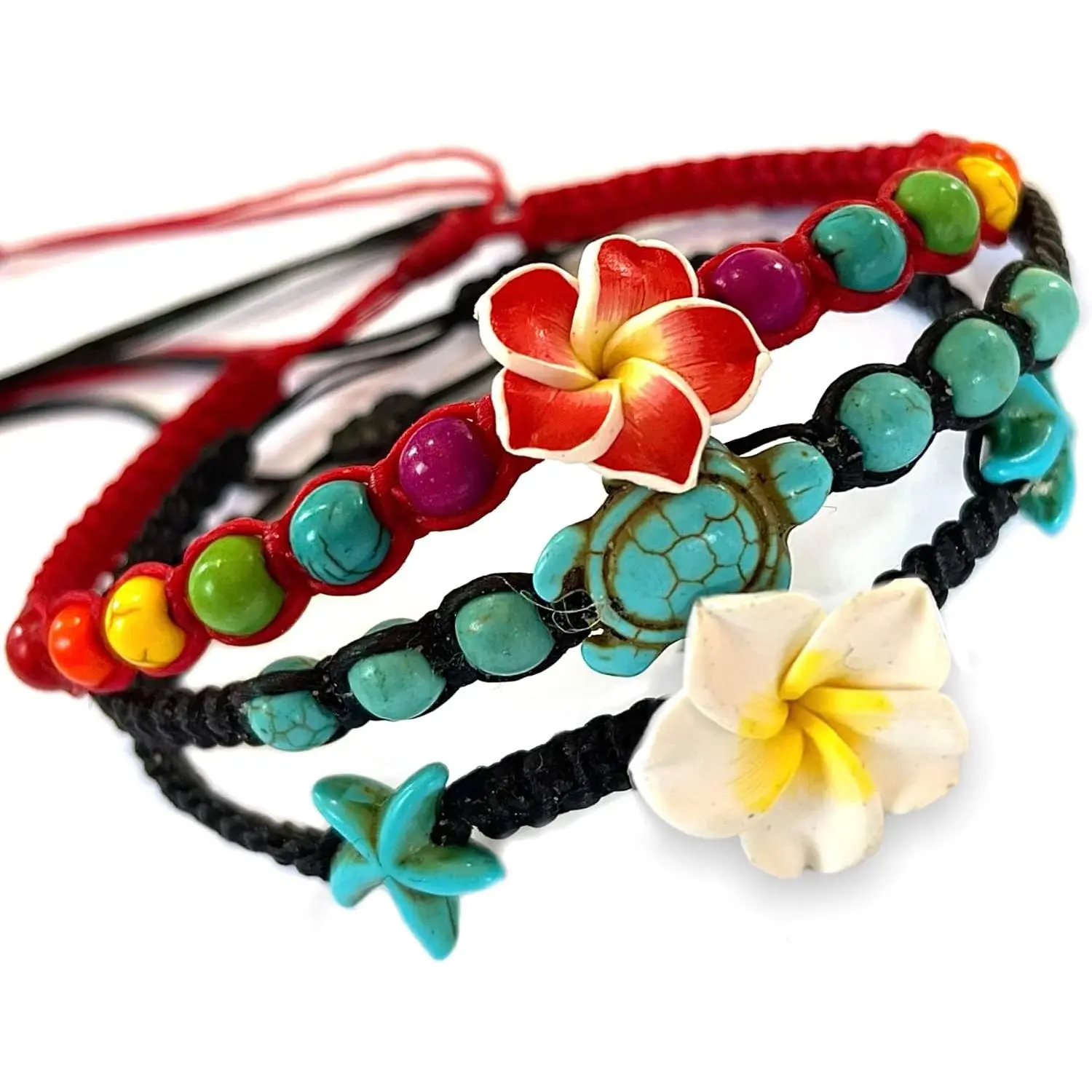 Anklet or Bracelet Starfish Turquoise Hawaiian Plumeria Flower Starfish Turquoise  Bracelet