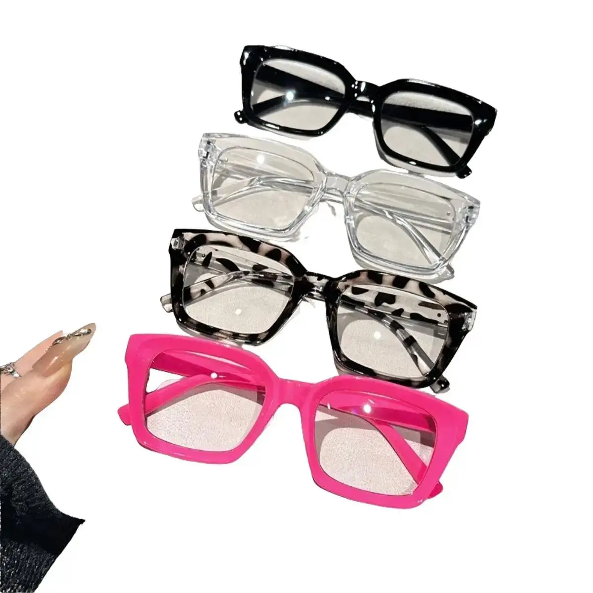 4-Pack Unisex Minimalist Square Blue Light Fashion Glasses - Lightweight Plastic Frames, Flat Lenses, Anti-Eyestrain, Lightweight Fit, Computer Wear for Office/Home, Sports & Outdoor Sun Protective Eyewear