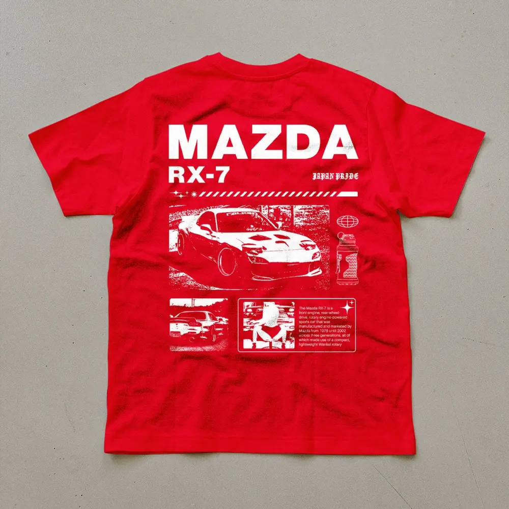 Men's 90s JDM Legend RX-7 Unisex Soft Cotton Crew Neck Shortsleeve T-Shirt - Casual Menswear Top, Perfect Gift for Boyfriend