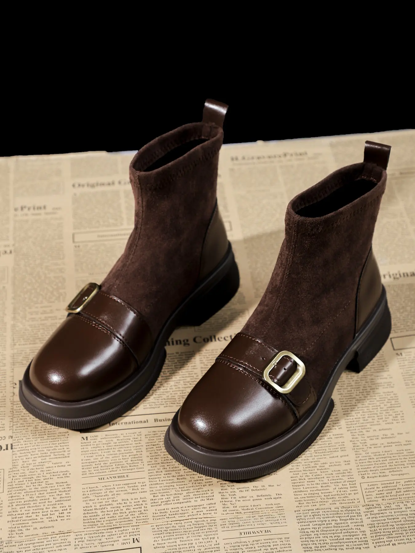 Fashionable Fall Winter New Ankle Boots, Knit Patchwork Ankle Boots, Slim Fit Fashion Ankle Boots, Women's Dedicated Boots