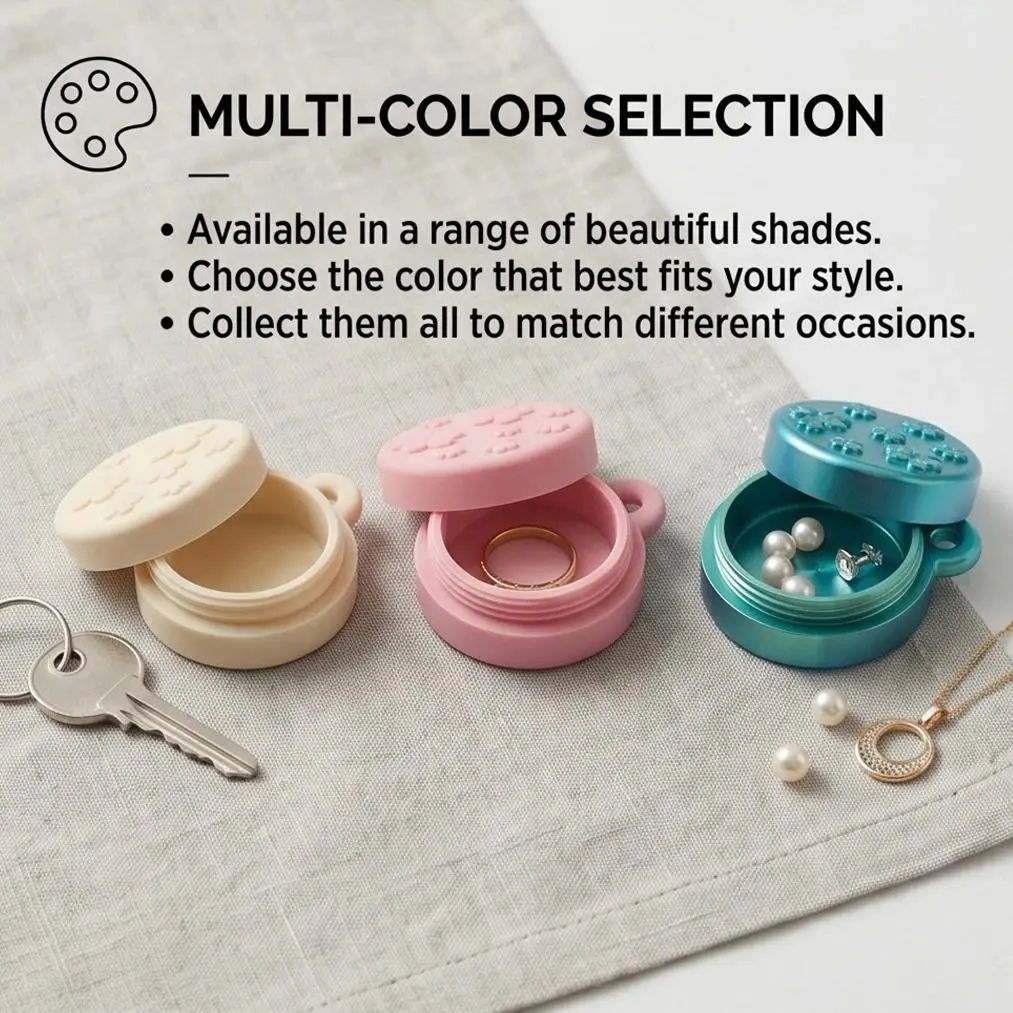3PC Portable Sakura Ring Holder With Keychain Mini Jewelry Storage Case for Travel, Daily Ring Organizer, Cute Gift for Women