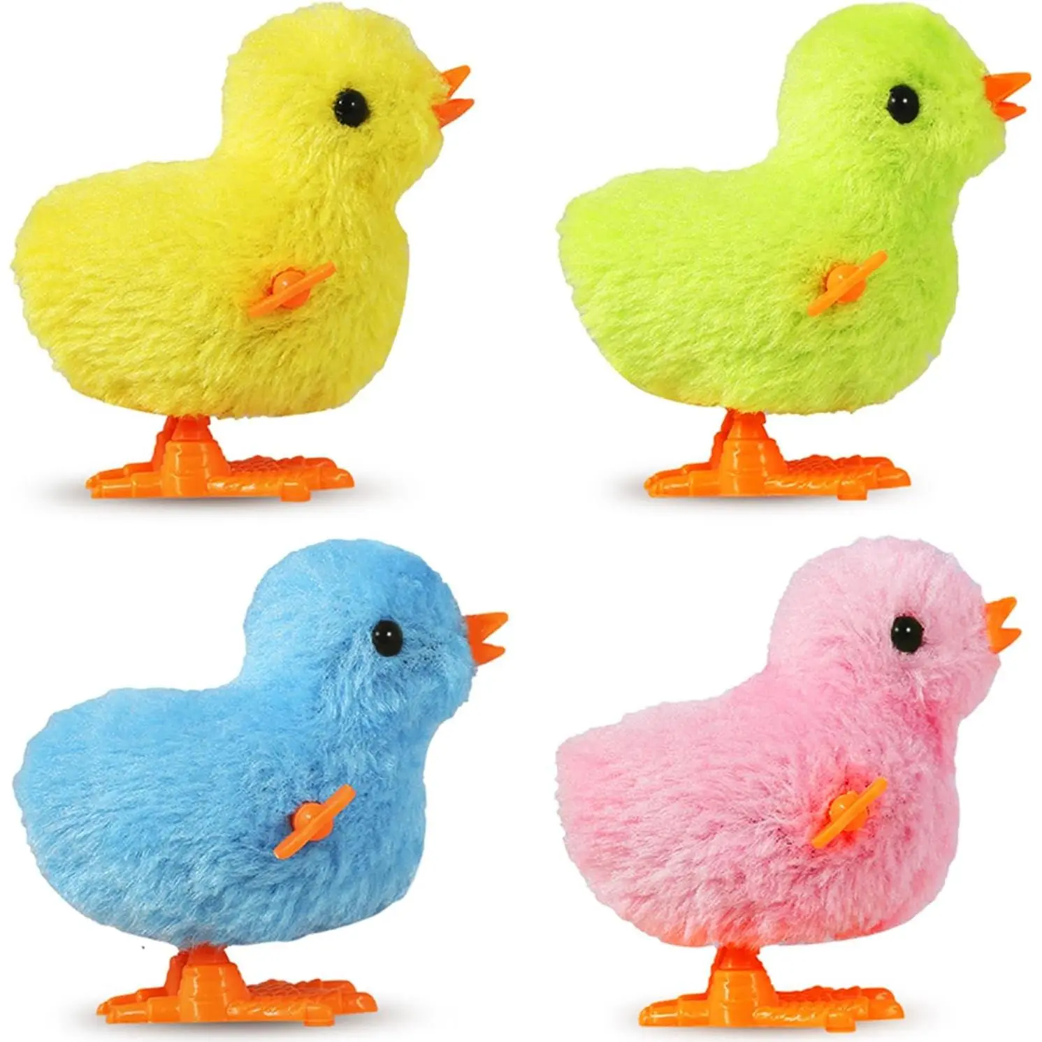 Easter Wind Up Chicken Toys, 4pcs Cute Plush Jumping Bunny Toy Hopping Animals Clockwork Windup Rabbit for Kids Birthday Gift Party Favors Christmas Goody Bag Fillers Prizes Treasure Boxfidget toys