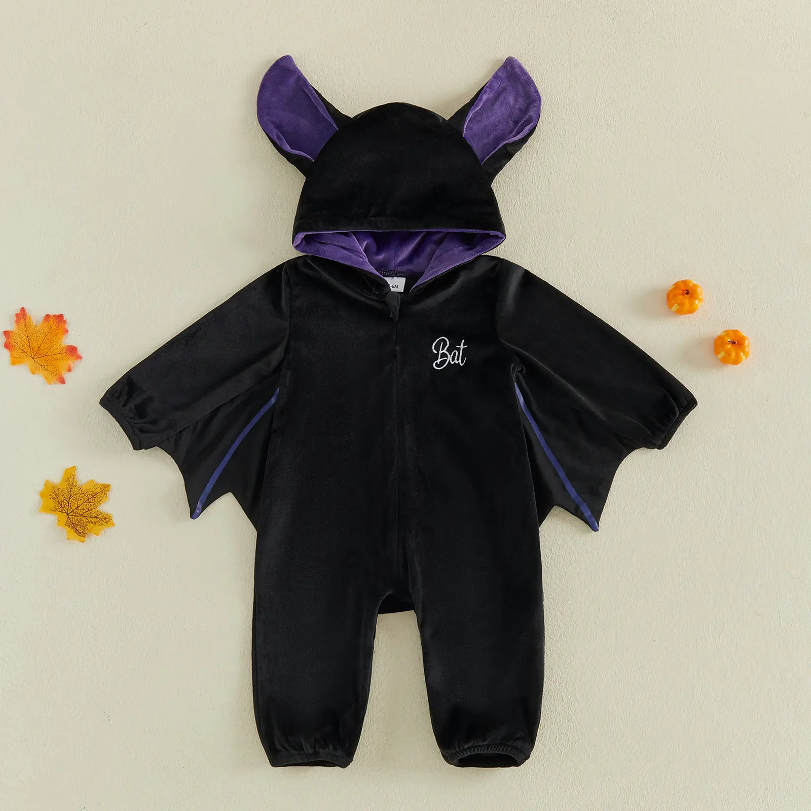 Baby Boy Bat Costume Halloween Zipper Hooded Romper Cosplay Costume for Holiday Outfit