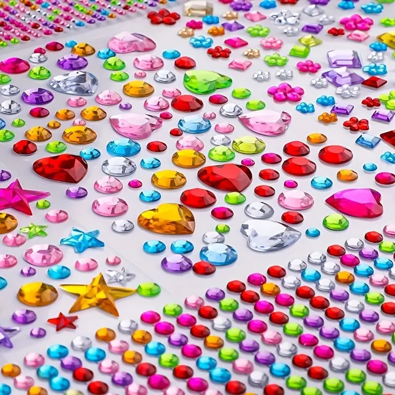 5 Sheets Rhinestone Sticker Set (approx. 853 Pieces), Multi-Color Diamond Stickers, DIY Decorations, Party and Event Decor, Craft