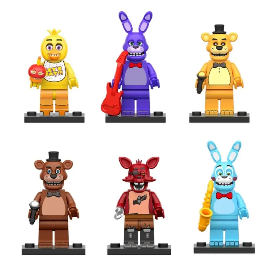 6Pcs Action Figure Toys At Five Nights Ornaments Assembled Toy DIY Model Game Peripheral Childrens Birthday Gifts