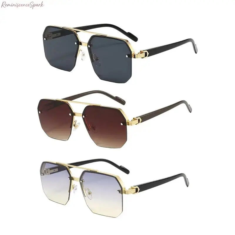 XUH Men's 3-Pack Sunglasses, Modern Casual Full Rim Metal Frame, UV400 UV-Protection Lens, Lightweight Nylon Long-Lasting Build Shades for Driving, Sunny Occasions, 1 Size, Sturdy Decorative Design for Holiday Trips, One Size, Male Wear