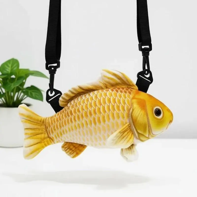 Goldfish Backpack, 30cm Rainbow-Colored Soft Plush Stuffed Animal Toy, Creative Fish-Shaped Novelty Handbag, Rainbow Fish, Plush Toy, Soft Fabric