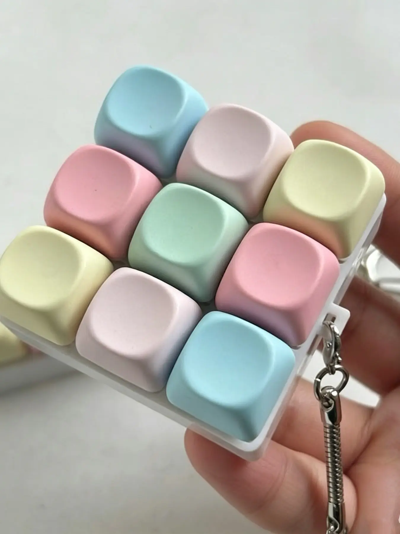 Pastel 9-Key Fidget Keyboard Toy, Rainbow Color Clicker Stress Relief Toy, Portable Silent Keycap Fidget Pad, Aesthetic Sensory Toy for Anxiety, Cute Desk Accessory for Teens & Adults, Great Anti-Stress Gift, Anxiety Fidgets