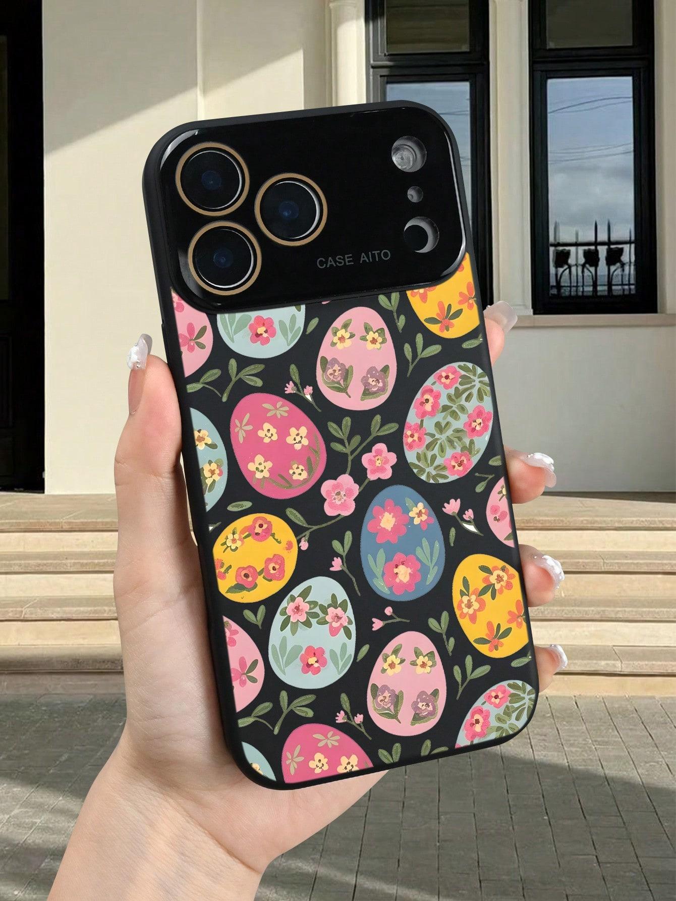 Cute Easter Egg Pattern Printed Shockproof Protective Phone Cover Compatible With Iphone 17promax/17pro/17/17Air/16promax/16pro/16/15promax/15pro/15/14promax/14pro/14/13promax/13pro/13/12promax/12pro/12