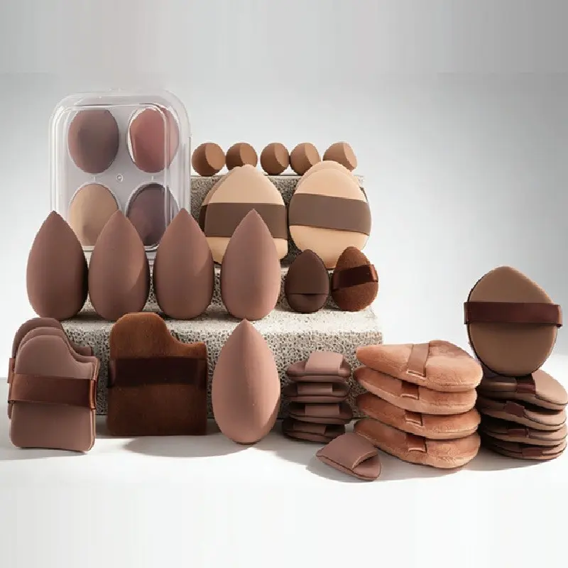 Coffee Color Makeup Tool Set, Multiple Latex-Free Beauty Eggs, Soft Reusable Foundation Sponge, Make Up Sponges, Blending Sponge, Non Latex Sponges, Ideal for Concealer, Loose Powder, Contouring