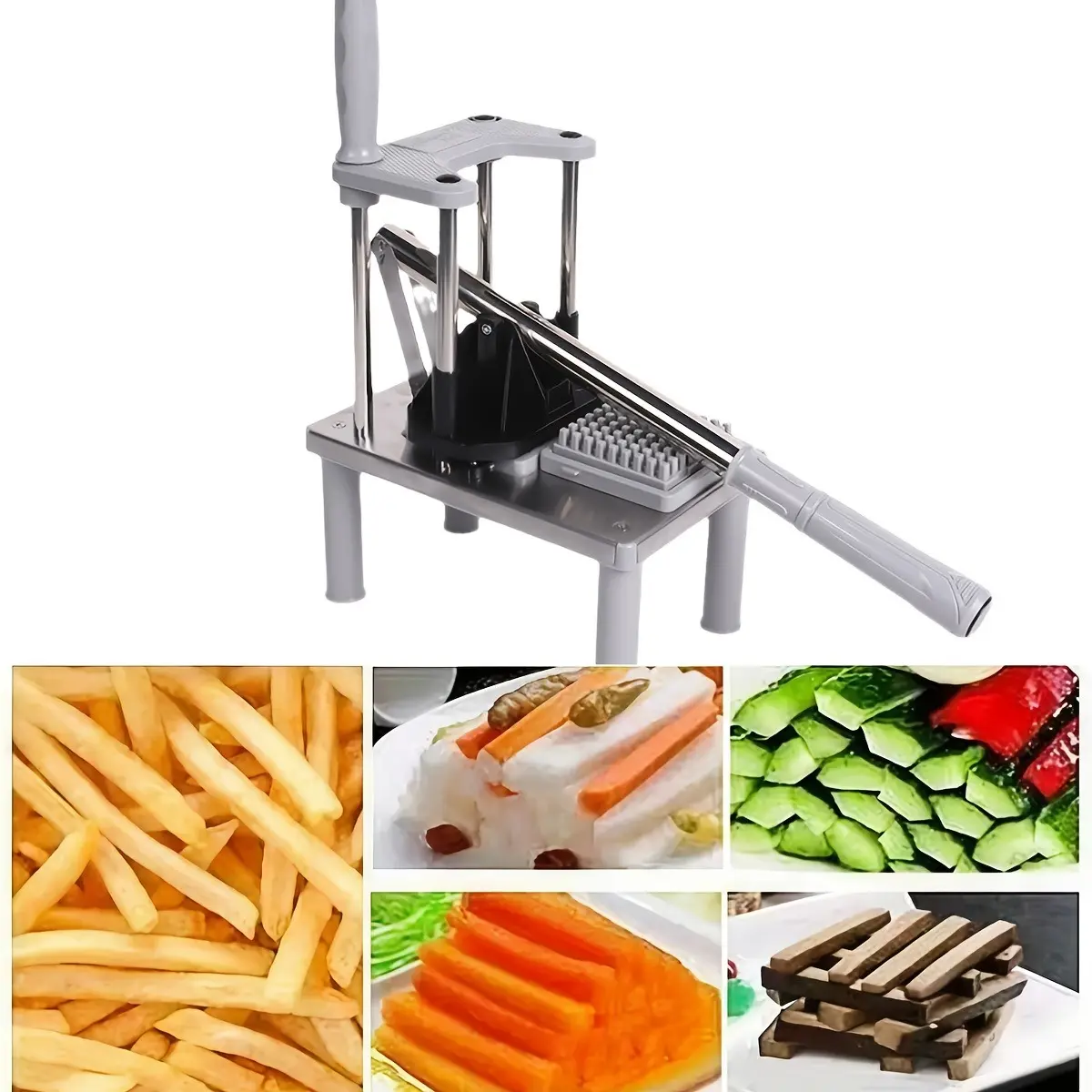 Professional Kitchen Food Chopper & Dicer, Heavy-Duty Stainless Steel French Fry Slicer, Durable Vegetable Slicer, Time-Saving Vegetable & Fruit Cutting Tool, Easy to Clean & Sharp, Perfect for Quick Meal Prep