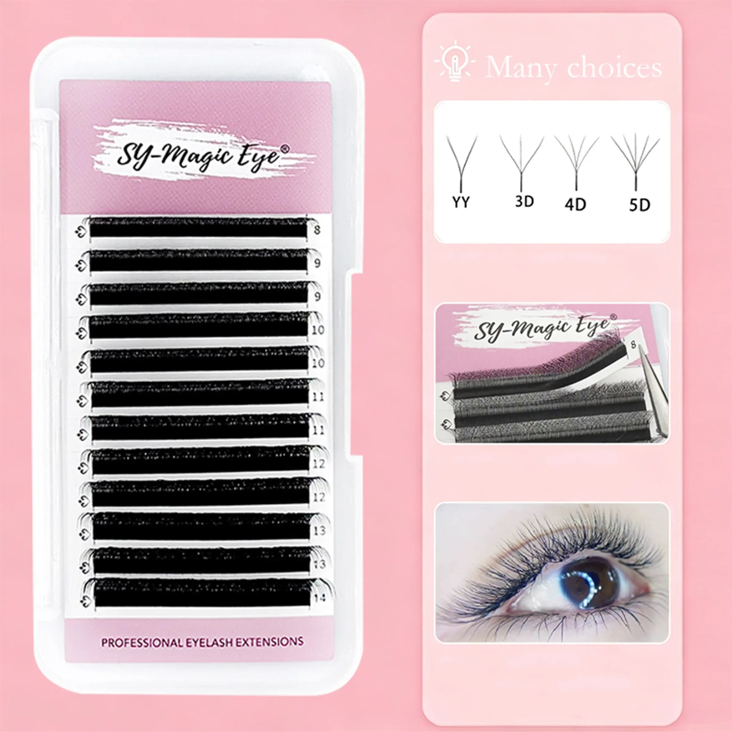 12 Rows, YY / 3D / 4D / 5D W Shape, 0.07mm Thickness, C / D Curl,8-14mm Mixed Length, Premade Fan Eyelash Extensions, Natural Soft Lightweight High Quality Individual Eyelashes Eyelash Clusters, Eyelash Clusters, Individual Eyelashes, False Eyelashes
