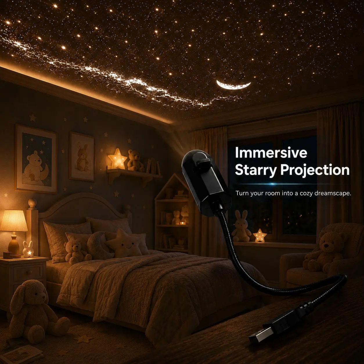 USB Star Projector, Galaxy Ceiling Projection Decor for Bedroom, Portable Aurora Starry Sky Projector for Home, Hallway, Car Interior and Cozy Atmosphere Light