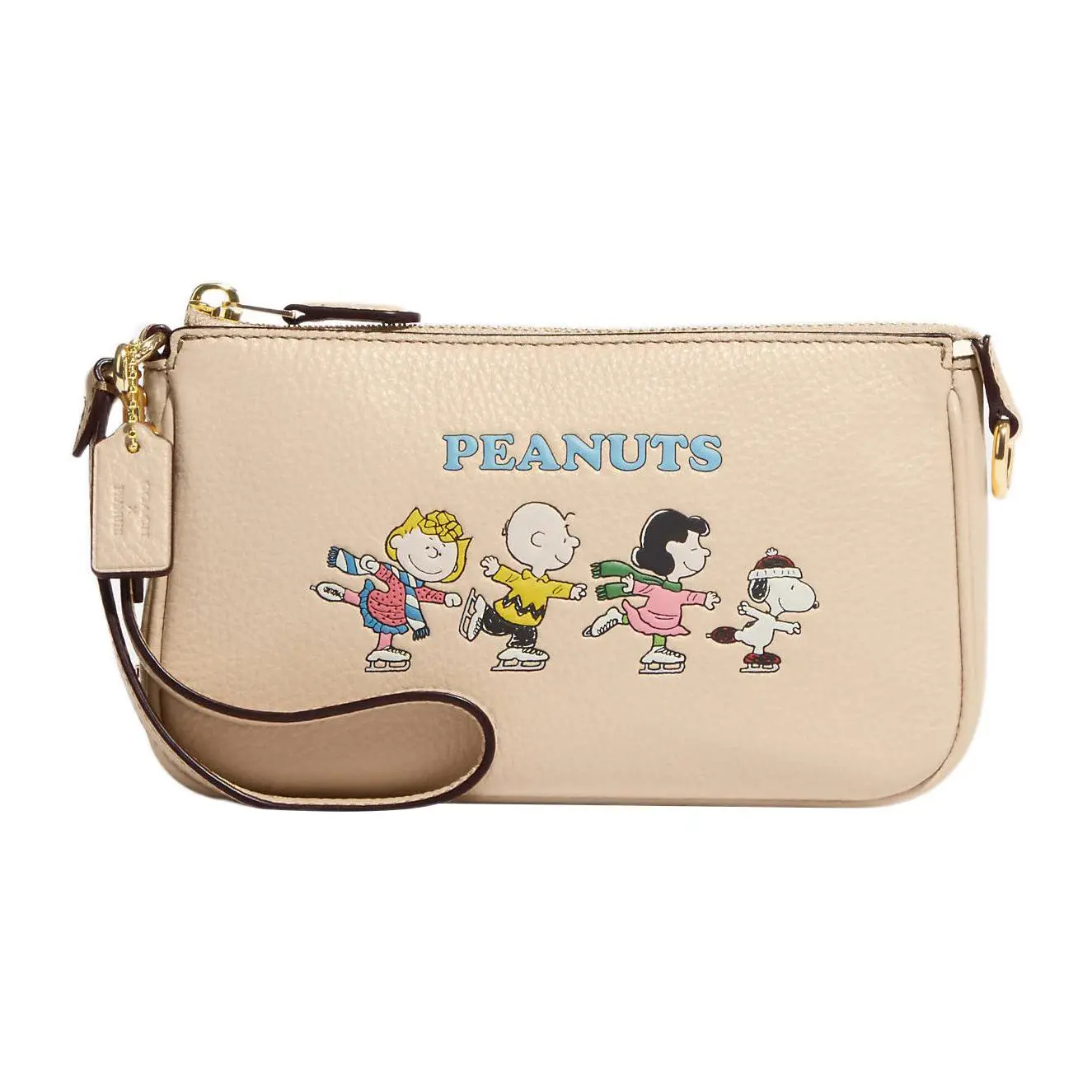 Coach x Snoopy Peanuts Nolita 19 Zip Top Handle Bag for Women, Pebbled Leather, Nude