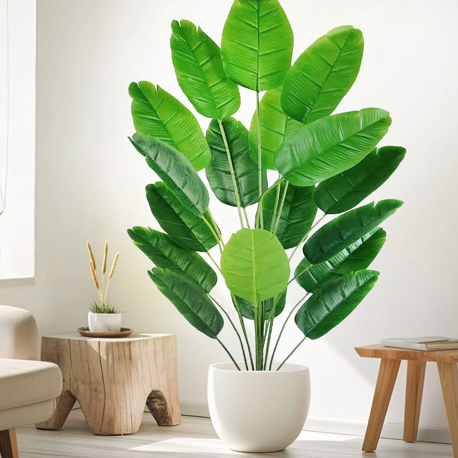 2pcs Realistic Banana Tree Decor, Dense Leaves, Indoor Outdoor Plant, Durable Plastic, Wedding Restaurant Decoration, Low Maintenance