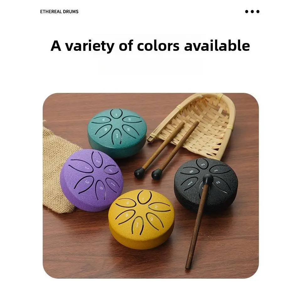 Wholesale Mini Metal Ethereal Drum 3 Inch 6 Tone Steel Tongue Drum Forget Worry Drum Percussion Instrument Hollow Drum Children's Portable Instrument Perfect for Party Favors, Birthday Gifts