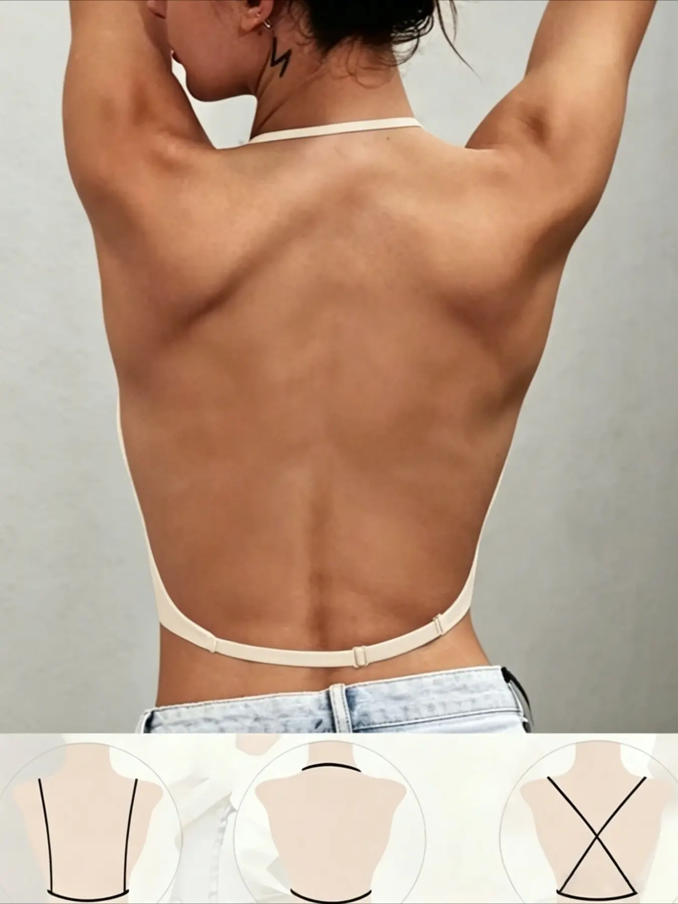 Women's sexy and elegant backless bralette - U-shaped design, X-shaped detachable and adjustable straps, seamless nylon underwear, machine washable, backless dress accessory