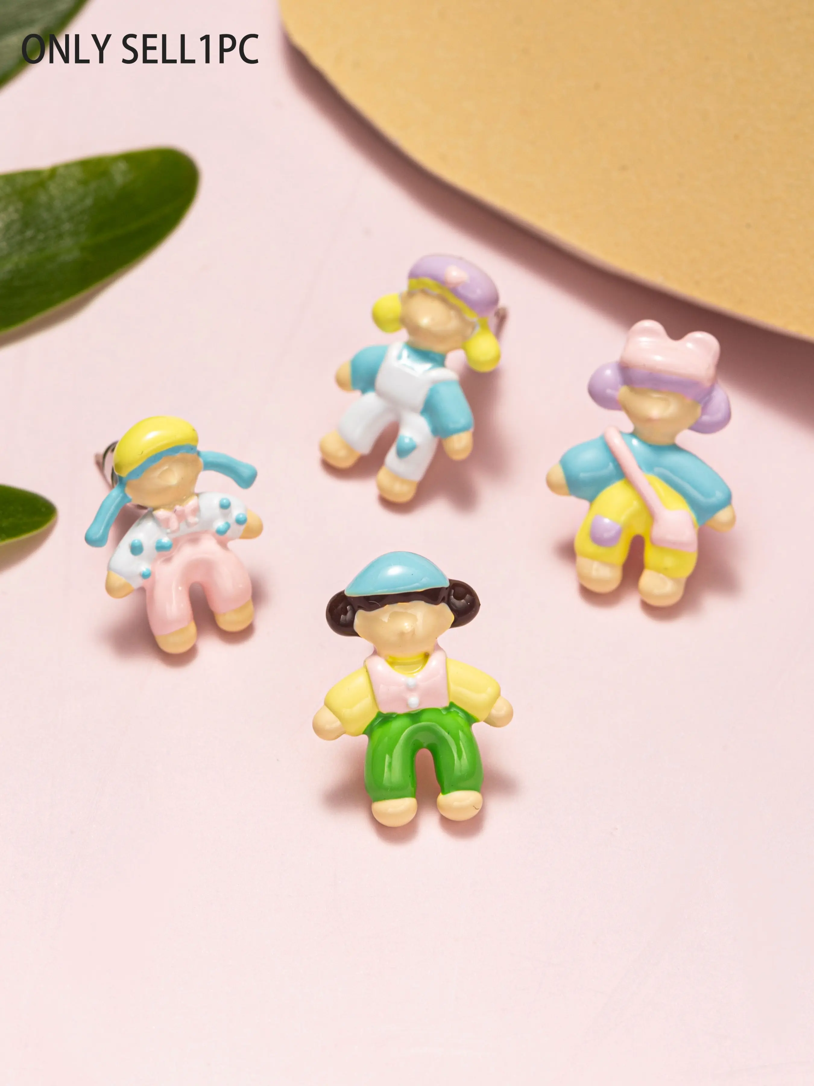 Cute Cartoon Doll Stud Earrings, Colorful Enamel Miniature Figure Ear Rings, Y2K Sweet Fashion Women Girls Daily Accessories