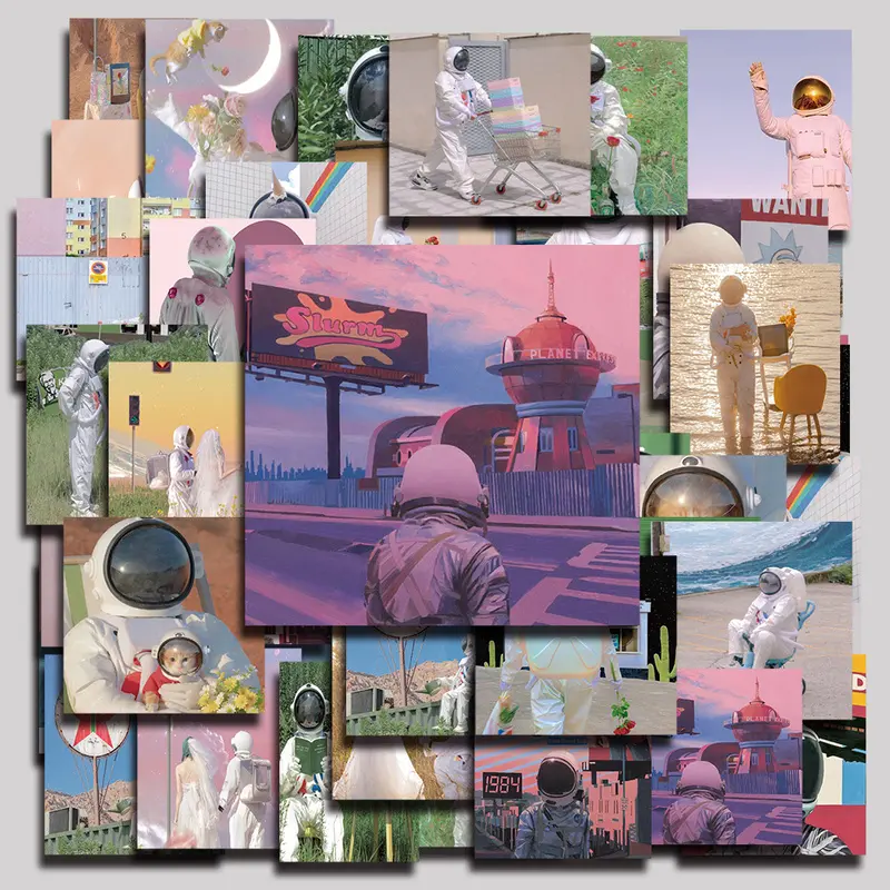 48PCS Earthly Astronaut Aesthetic Vinyl Stickers Pack for Laptop Water Bottle Phone Case Skateboard Journal Scrapbook DIY Decoration