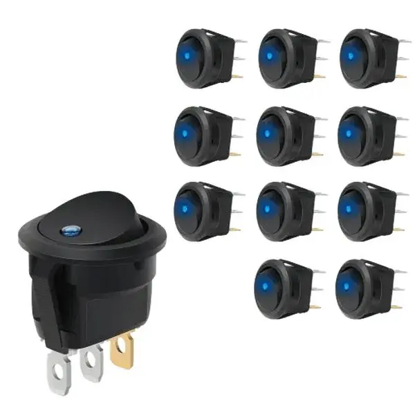Nilight 12x Round Toggle LED Switches - 12V 20A Metal SPST Switches with 3rd Poles LED, Flame-Retardant Casing, Keyhole Slot, Earth-Circuit Compatible, Safety Protection, Reasonable Size for Home Electrical Equipment, 12 X Round Toggle Led Switches