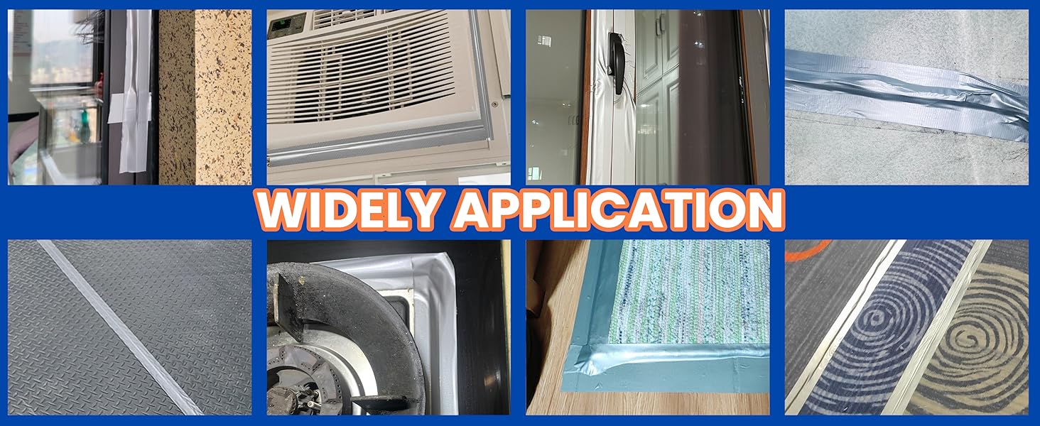 Silver Window Weather Sealing Tape,Window Draft Isolation Sealing Film Tape,Window AC Seal Air Conditioner Sealing Tape No Residue Waterproof Self Adhesive for Keep Out Cold Air Dust Rain 2IN X 65FT