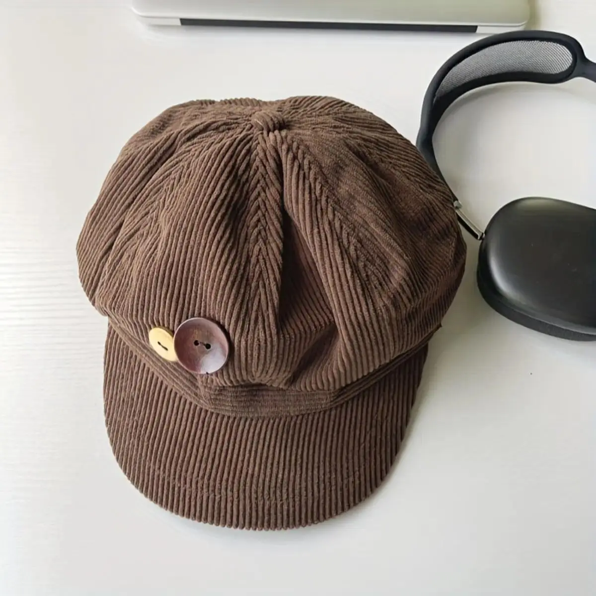 Unisex Vintage Octagonal Beret - Japanese Style Button-Top Baker Boy Newsboy Cap, Soft Flannel Artist Hat, Lightweight Comfortable Fall Streetwear Hat for Women, Travel & Photoshoot Outfits, Hats For Women